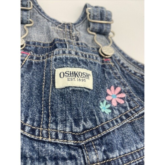 OshKosh BGosh Genuine Floral Embroidered Overalls Dress Skirt Vestbak Girls 3 Mo - Picture 5 of 11
